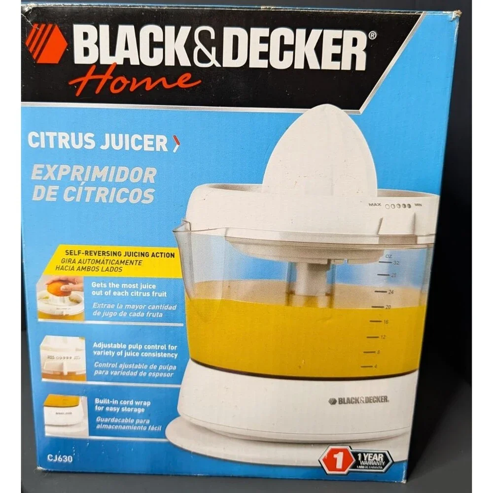 Black+Decker‎ CJ630 Citrus Juicer Electric 32oz White Open Box New Unused w/Box